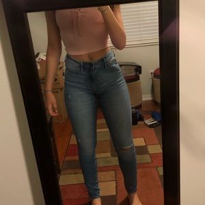 Hollister High Waisted Distressed Jeans